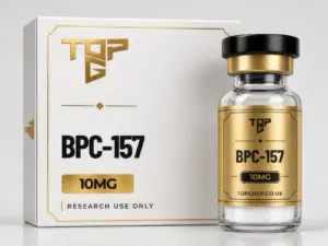 BPC-157 BPC-157 – TopG Pep research peptide vial and box