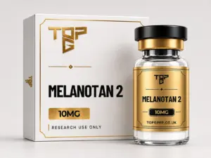 Melanotan 2 – TopG Pep research peptide vial and box