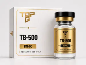 TB-500 – TopG Pep research peptide vial and box
