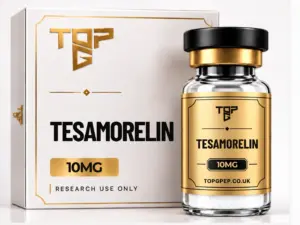 Tesamorelin Tesamorelin – TopG Pep research peptide vial and box