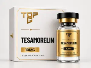Tesamorelin – TopG Pep research peptide vial and box